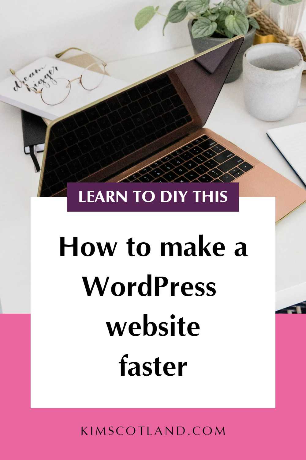 Pinterest optimised graphic for blog post how to make a WordPress website load faster